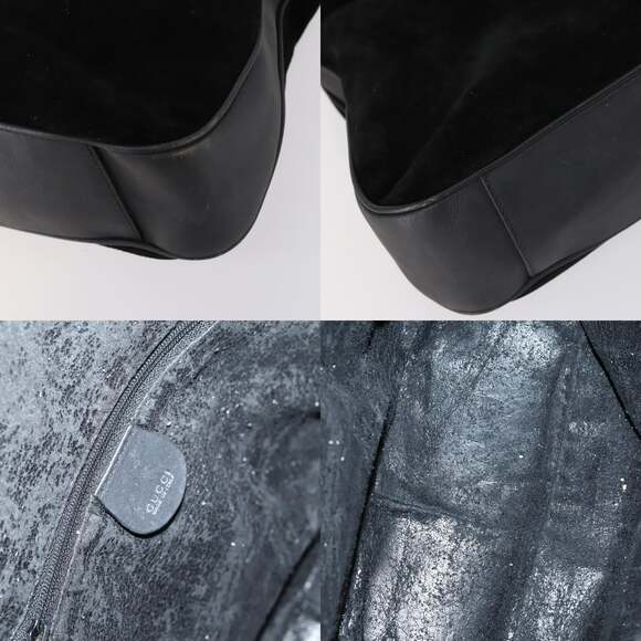 GUCCI Bamboo Shoulder Bag Suede Black Gold 001 001 - Picture 11 of 13